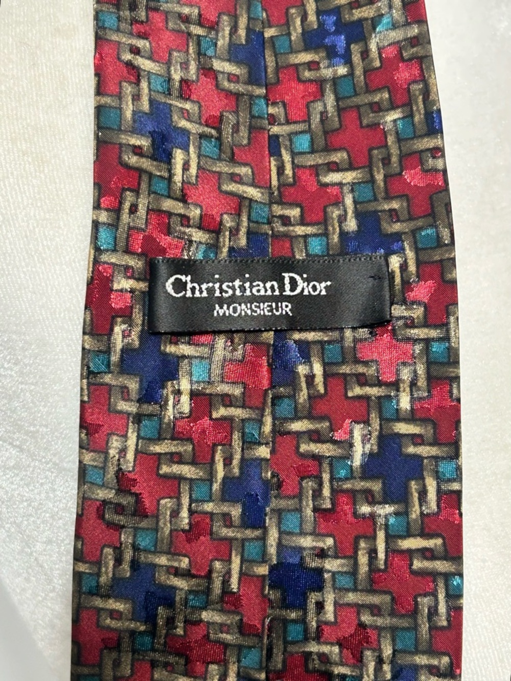 Christian Dior Monsieur Geometric Abstract Cross Weave Mens Neck Tie - Picture 3 of 6